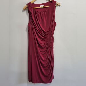 Boston Proper Draped Mini Dress in Wine